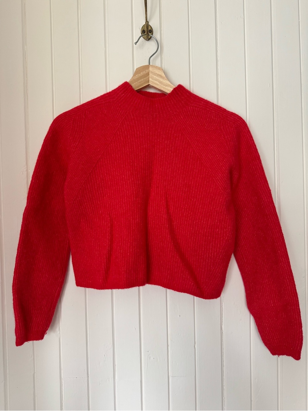 Banana Republic Red Mock Neck Cropped Sweater